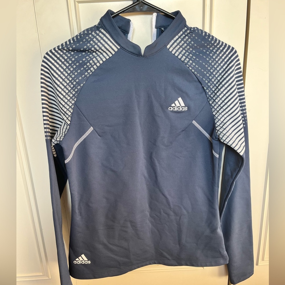 Women’s adidas sweatshirt. Size Xs, blue with zipper detailing on the back